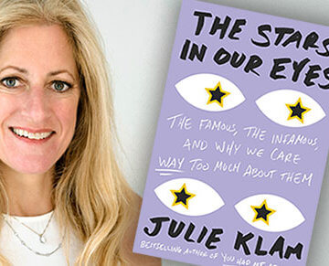 A photo of Julie Klam and the cover of her book "The Stars In Our Eyes" by Julie Klam