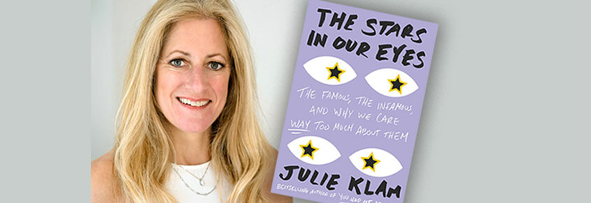 A photo of Julie Klam and the cover of her book "The Stars In Our Eyes" by Julie Klam