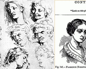 A collage of drawings of people with facial disfigurements