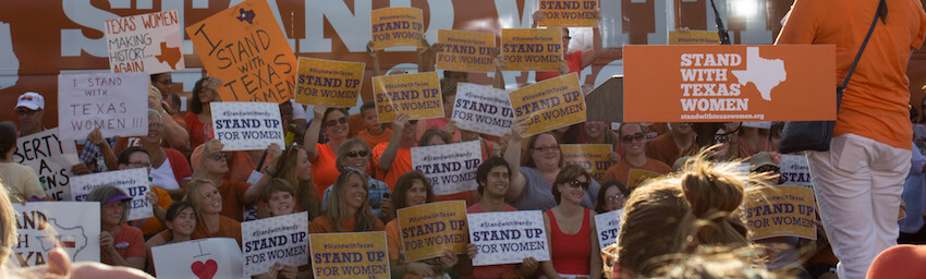 A photo from a protest advocating for reprodutive rights for women in Texas