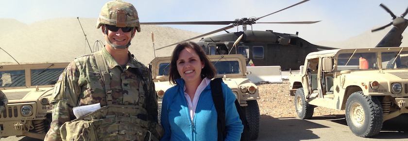 A photo of Regina Bateson at an army base.