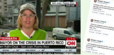 A collage of the San Juan mayor of CNN and tweets from Donald Trump insulting the San Juan mauor.