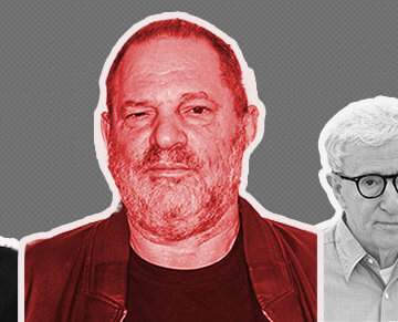A collage of photos of Roman Polanski, Harvey Weinstein, Woody Allen and Bill Cosby