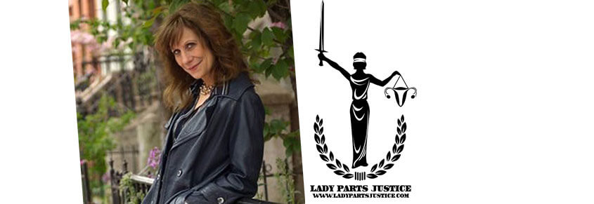 A photo of Lizz Winstead and the logo for Lady Parts Justice