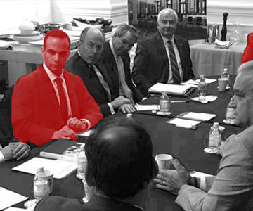 A photo of Donald Trump at a table with some cabinet members and other politicians