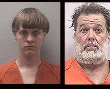 A collage of photos of white male mass murderers