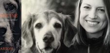 The cover of the book Dog Medicine by Julie Barton and a photo of the author and her dog.
