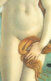 A painting with a piece of hair covering the woman's vagina
