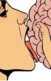 An illustration of a woman licking a brain