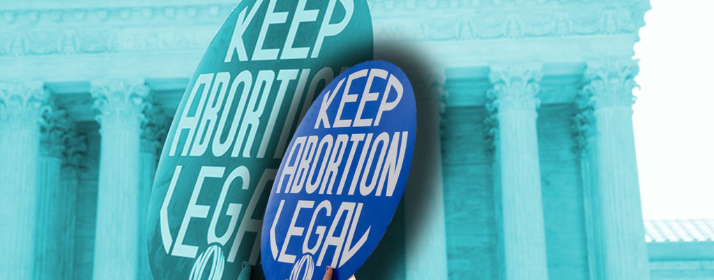 A collage of people holding signs that say "Keep Abortion Legal" in front of the US Supreme Court.