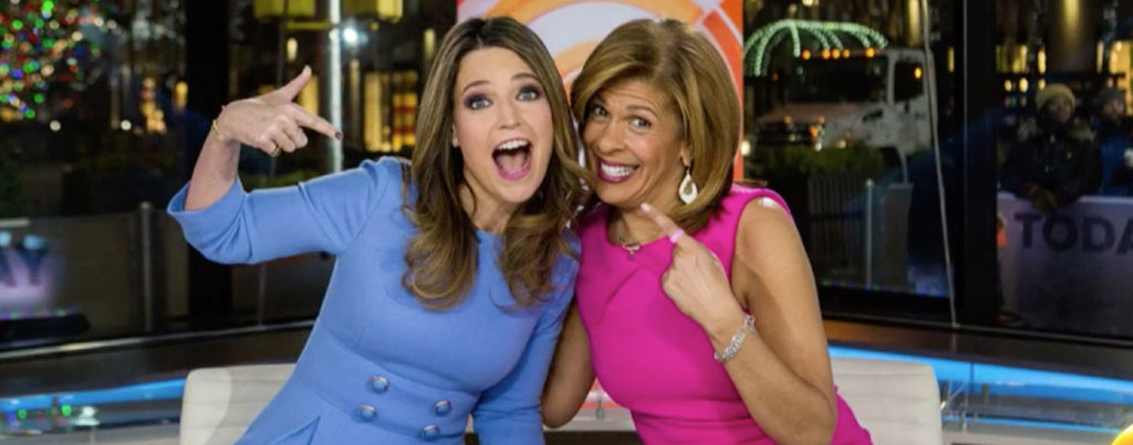 A photo of Savannah Guthrie and Hoda Kotb on air.