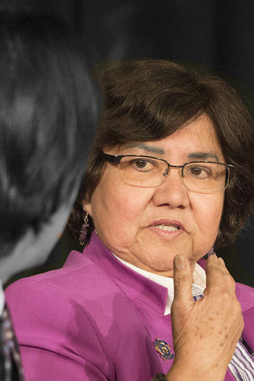 A photo of Lupe Valdez speaking