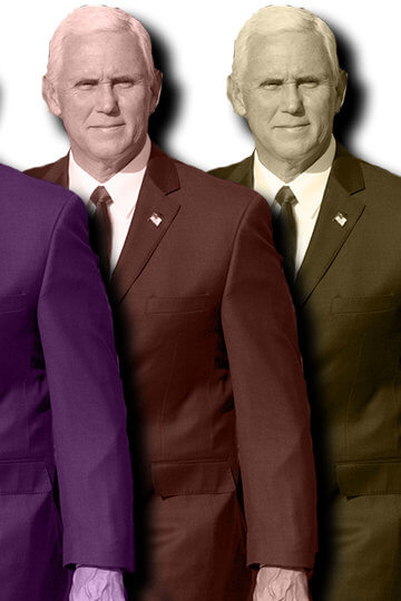 A collage of three photos of Mike Pence