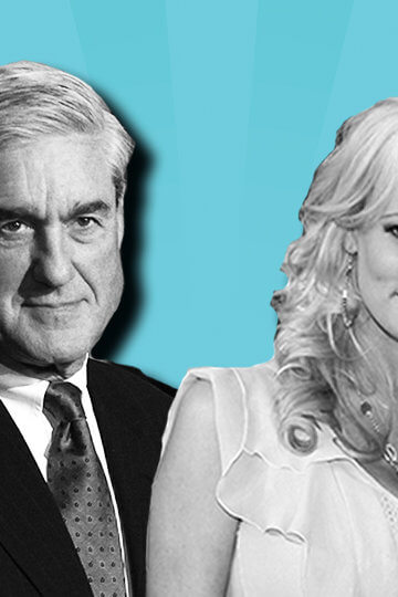 A collage of photos of Robert Mueller and Stormy Daniels