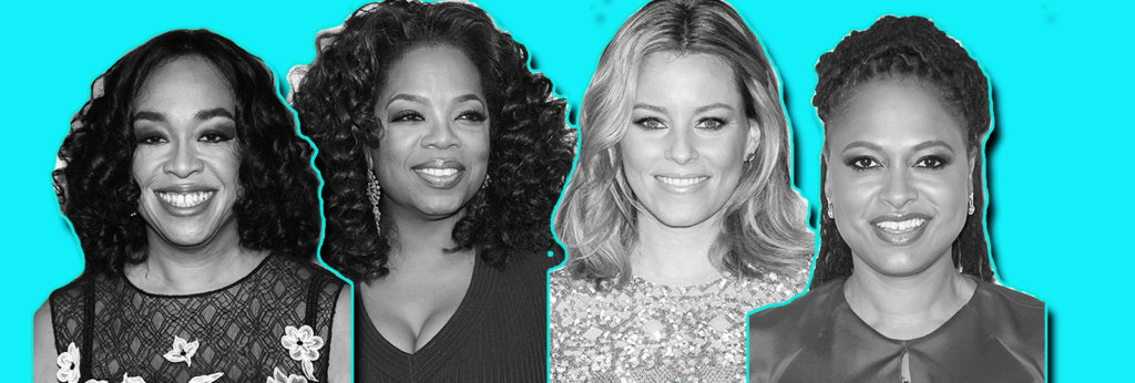 A collage of photos of Shona Rhimes, Oprah Winfrey, Elizabeth Banks and Ava DuVernay.