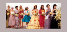 A photo of bridesmaids with very mismatched outfits
