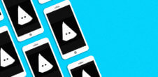 A collage of phones with a KKK hat image in each of them.