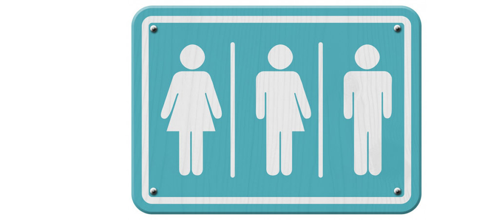 Sign with a symbol of a woman, a man, and one person that is split.