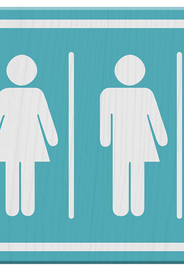 Sign with a symbol of a woman, a man, and one person that is split.