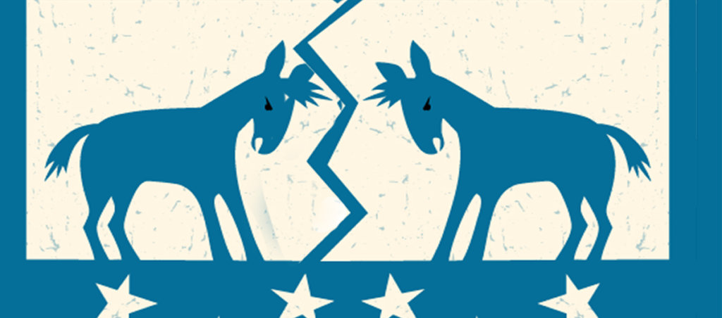 An illustration of two donkeys looking like they're going to hit each other.