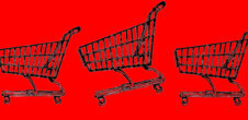 A drawing of three shopping carts
