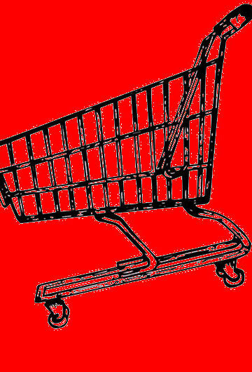 A drawing of three shopping carts