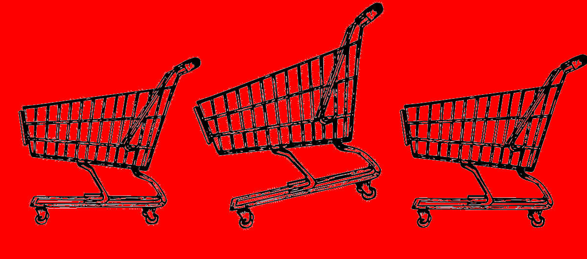 A drawing of three shopping carts