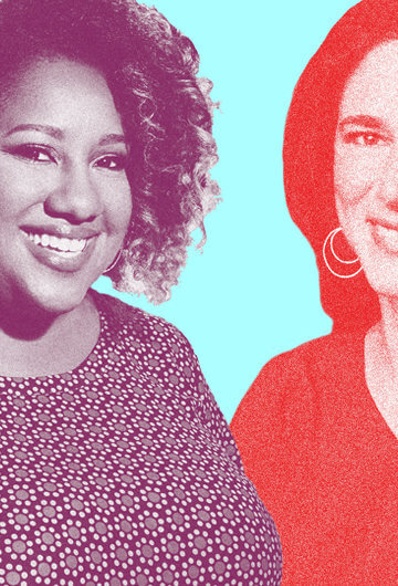 A collage of photos of Ashley Nicole Black and Rebecca Traister