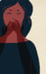 An illustration of a woman with brown skin with a shadow of hands covering her mouth.