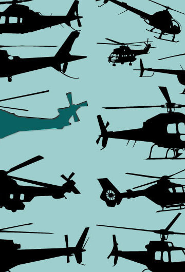 A collage of illustrations of various helicopters.