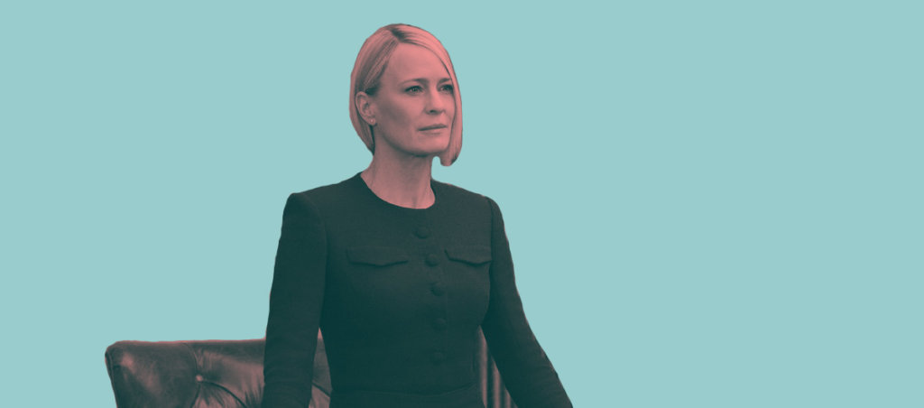 A photo of Robin Wright as her character Claire Underwood