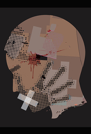 An illustration of bandaids covering up the mouths of three men's heads.