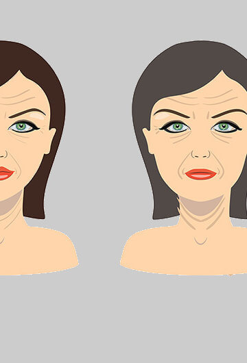 An illustration of a woman aging over time.