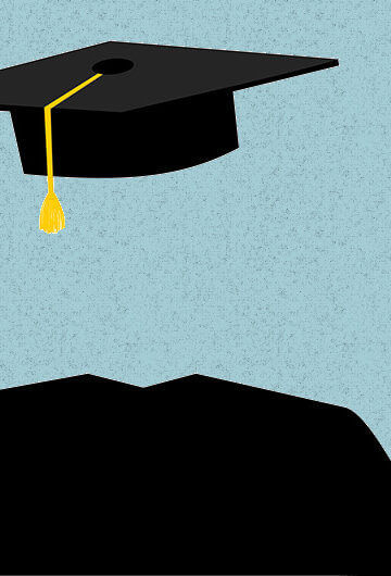 An illustration of a cap and gown.