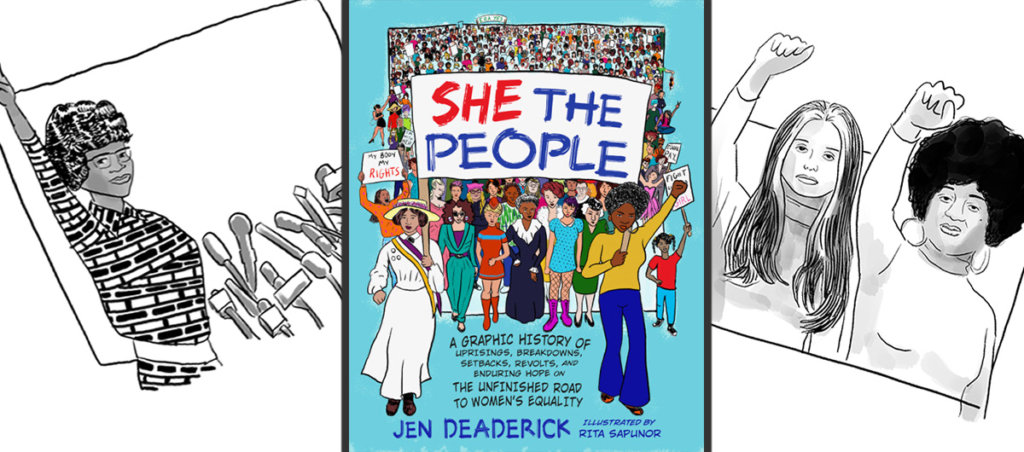 The cover of and illustrations form the book "She The People" by Jen Deaderick