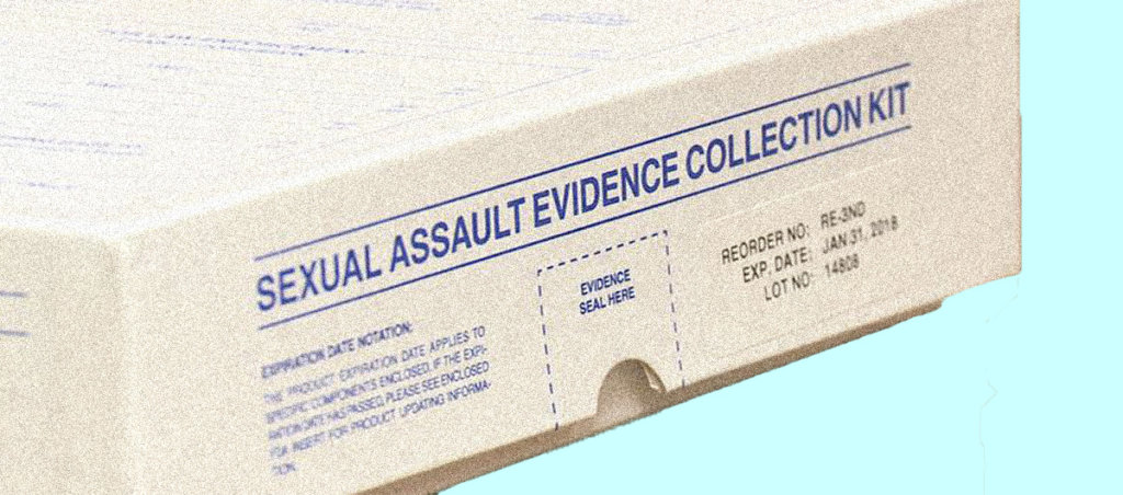 A photo of a rape kit.