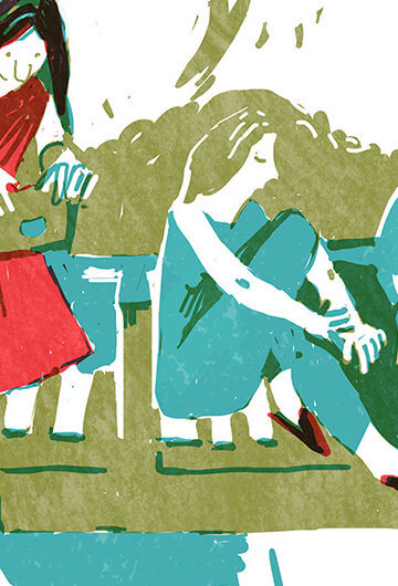 An illustration of women sitting and talking together.