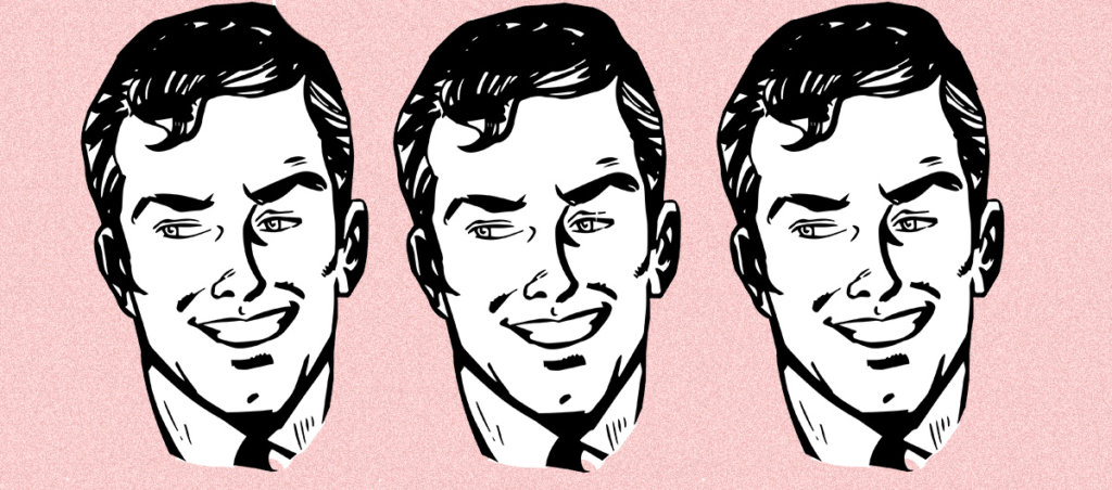 Illustration of a white man. The same illustration is repeated three times.
