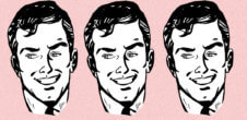 Illustration of a white man. The same illustration is repeated three times.