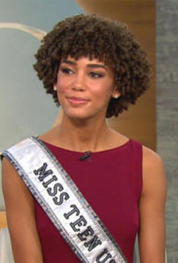 A collage of three Black beauty pageant winners on a talkshow.