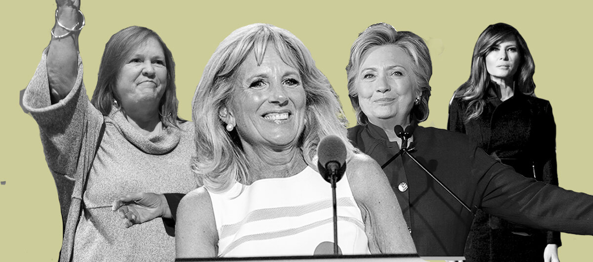 A collage of photos of Jill Biden, Hilary Clinton, Ivanka Trump and Jane Sanders.