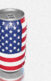 A photo of a beer can painted with the colors of the American flag.