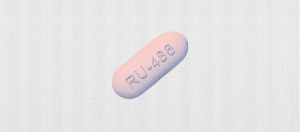 An illustration of a pill that says RU-486 on it.