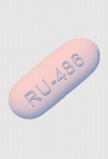An illustration of a pill that says RU-486 on it.
