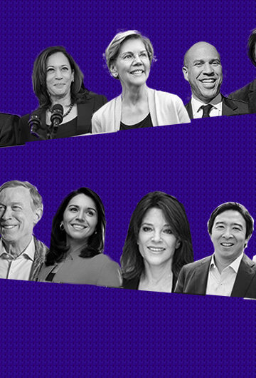 A collage of photos of every 2020 Democratic Candidate who was running as of August 2019.