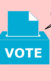A collage of a blue voting box that says "Vote" on it with speech bubbles coming out of it.