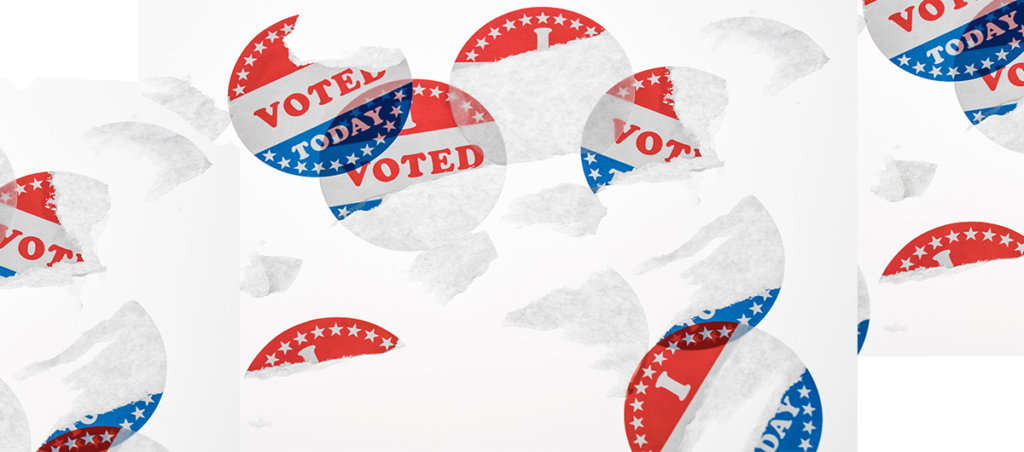 Stickers that say "I Voted Today" which are torn.