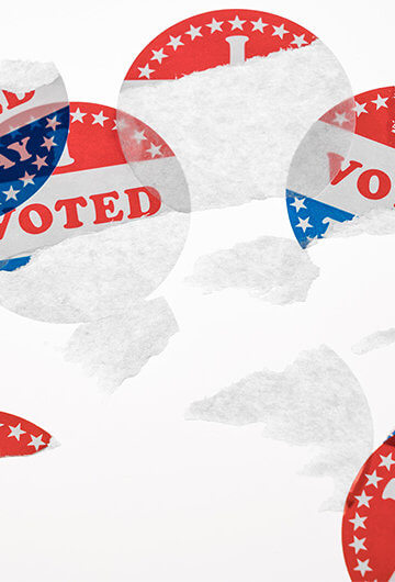 Stickers that say "I Voted Today" which are torn.