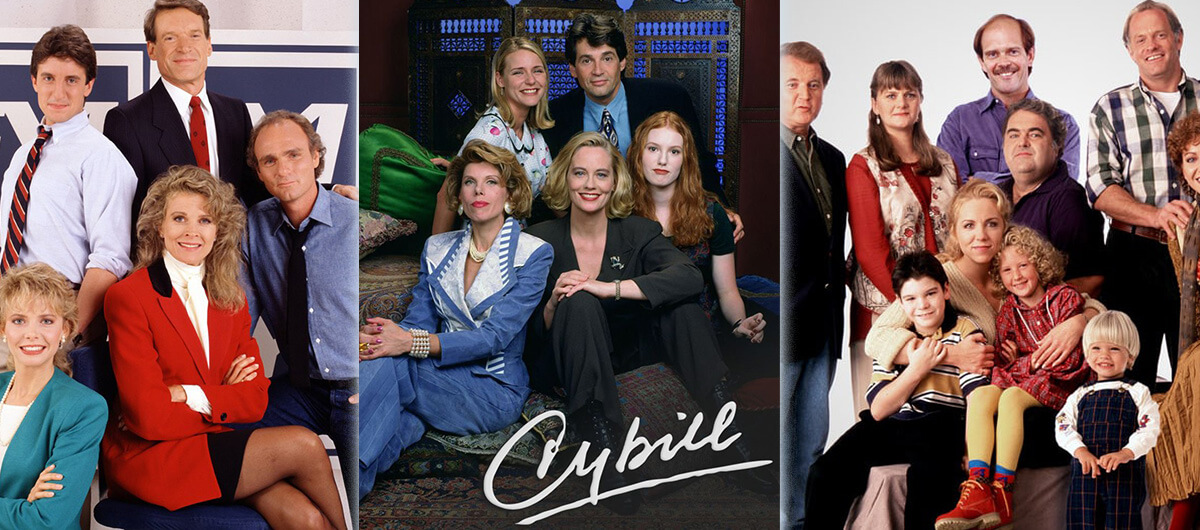 Promotional photos from "Murphy Brown," "Cybill" and "Grace Under Fire"