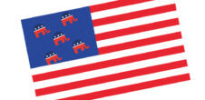 An American flag with Republican elephants replacing the stars.